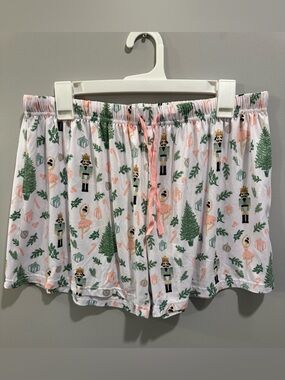 The Royal Standard Nutcracker Christmas Tree Holiday Pajama Shorts Size 2X White